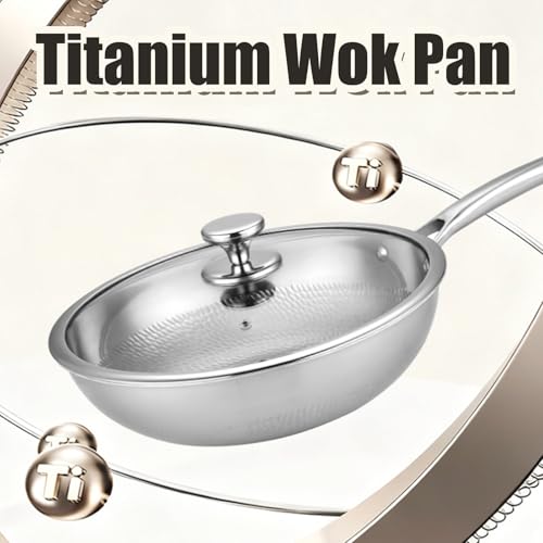 Wok de titanio martillado con tapa 11.81IN miniatura 2