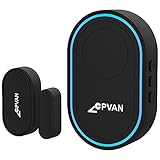 CPVAN Wireless Door Chime, Door/Window Sensor Alarm, Open Chime with LED Indicator, 600 Feet Range 5 Volume Levels, 39 Chimes Ideal for Home, Office, Shops, Kids Safety.