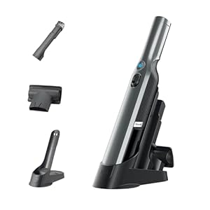 Shark WandVac 1.0 kabelloser Mini-Handstaubsauger, klein und leicht, leistungsstarker Akku-Handstaubsauger mit Staubpinsel/Fugendüse und Multi-Oberflächen-Aufsatz, Ladestation, Grau, WV200EU