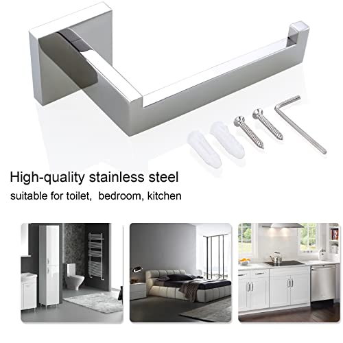 Image of TQKAG Polished Stainless Steel Toilet Paper Holder,Modern Square Tissue Roll Holders Wall Mount, Toilet Paper Roll Dispenser for Kitchen Washroom