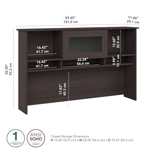 Bush Business Furniture WC31731 Bush Furniture Cabot 60W Desk Hutch In Heather Gray, Attachment thumb #2