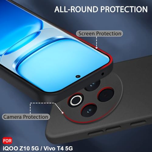 Image of TheGiftKart Sleek Back Cover Case for iQOO Z10 5G / Vivo T4 5G | Slim Fit Protective Design | Ultra Matte Finish | Camera Protection Bump | Soft Silicon Cover for iQOO Z10 / Vivo T4 (Silicone, Black)