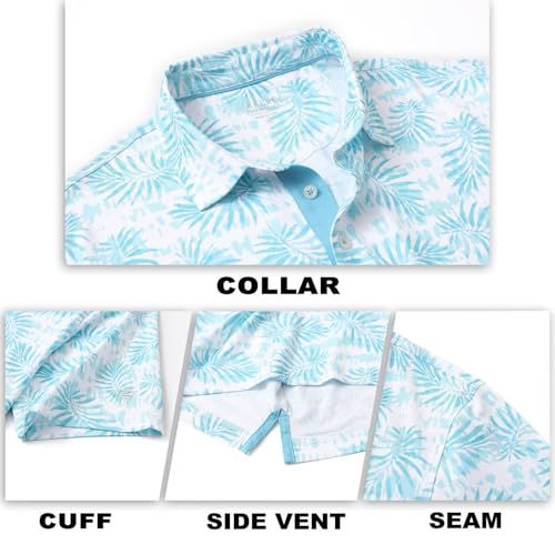 Image of M MAELREG Mens Golf Shirt Short Sleeve Dry Fit Print Moisture Wicking Performance Patterns Collared Polo Shirt