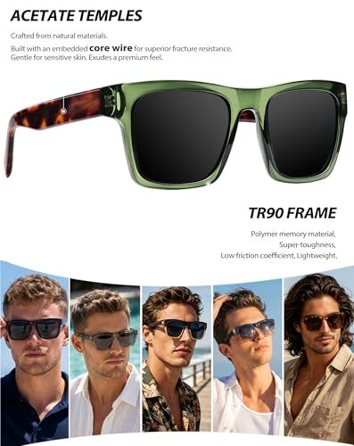 Image of Joopin Acetate Square Sunglasses Men Polarized UV400 Protection Trendy Oversized Sun Glasses Retro Shades Women