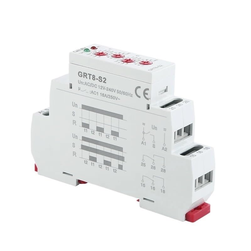 GRT8-S Asymmetric Cycle Timer Relay SPDT 220V 16A AC/DC12V-240V Electronic Repeat Relay(GRT8-S1 ACDC12V-240V)