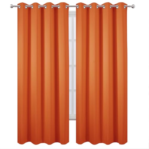 Image of LEMOMO Blackout Curtains 52 x 90 Inch Long Orange Curtains Set of 2 Panels Room Darkening Curtains for Bedroom and Living Room