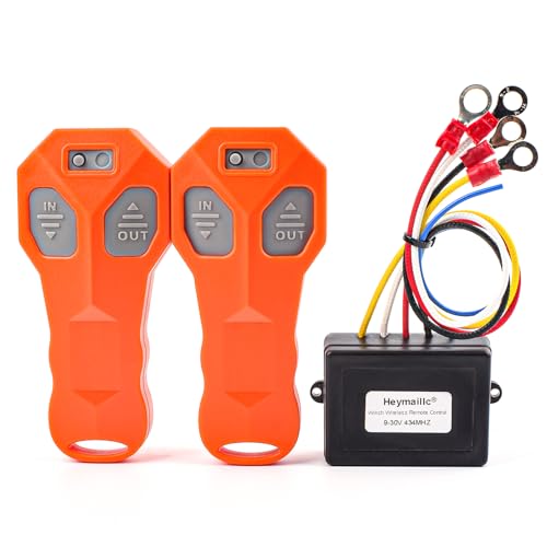 Heymaillc 12V Wireless Winch Remote Control 2 Pack - 100FT Universal 5 Wire Controller Winch Remote with Dual Manual Matching Transmitter Kit for Truck ATV Car Jeep SUV Winch Wireless System