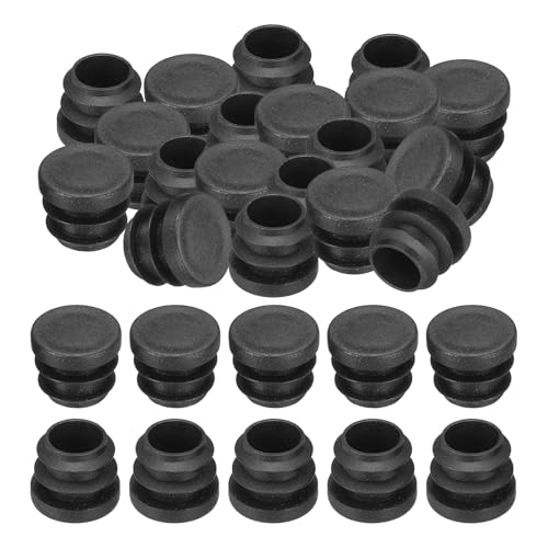 Image of PATIKIL 5 /8 inch Plastic Tubing End Caps, 40Pcs Round Hole Plug Insert for Round Iron Pipe Chair Leg Table Bookshelves Patio Furniture, Black