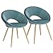WOLTU 2X Sillas Cocina Silla Tapizada en Terciopelo Silla N¨®rdica Vintage Silla Salon Silla Metal Taburete de Oficina Sillas Comedor Silla Respaldo Turquesa BH230ts-2