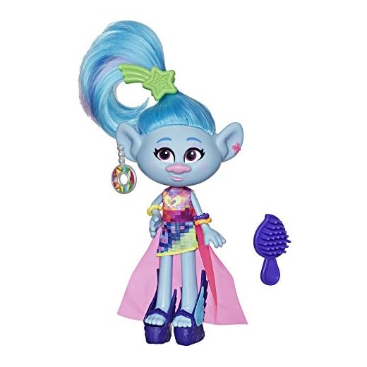 DreamWorks Trolls Glamour Sidenmode docka med klänning, skor och mer, inspirerad av filmen Trolls World Tour, leksaker för flickor från 4 år