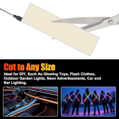 Image of Flexible Led Panel,Electroluminescent Panel Sheet EL Tape Cuttable Soft for Mask Eye Cosplay Party Decor DIY-Continuous /Slow Flash /Fast Strobe 3x24 cm Lightblue (Iceblue, 5 * 30)