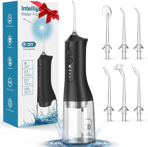 Water Flosser, Rechargeable 300ML Cordless Portable Oral Irrigato...