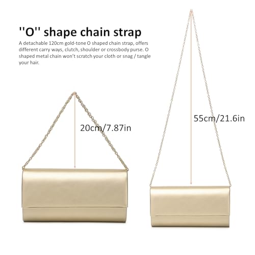Image of DETARA Women Evening Bag Vegan Leather Clutch Purse Shoulder Crossbody Envelope Bag for Party Wedding Prom Bridal