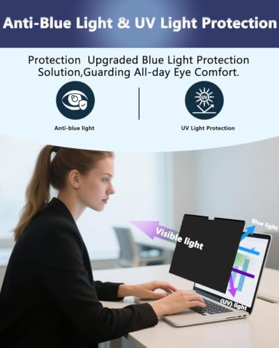Image of Magnetic Laptop Privacy Screen for 16 Inch 16:10 Aspect Ratio | Screen Size is 13.57 in Wide and 8.48 in High, Removable, Anti Glare, Anti Blue light,Compatible With HP Dell Lenovo Thinkpad