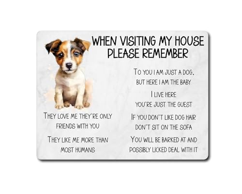 Decalarama Jack Russell Metal Sign Gift When Visiting My House Please Remember - Cute Fun Novelty Dog Aluminium Present