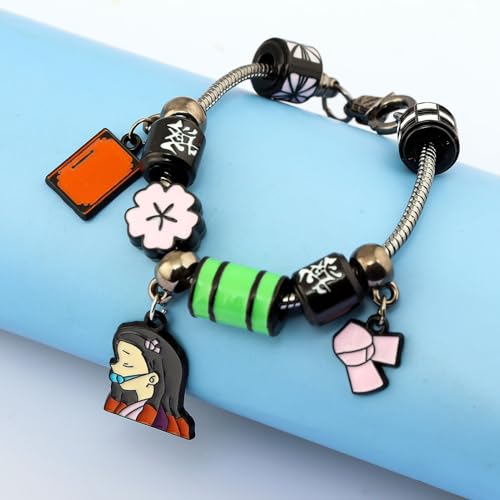 SONGCHANGJEWELRY Nezuko Bracelet – Colorful Charm Beads Inspired by Anime Slayer – Anime Gift for Fans and Collectors4