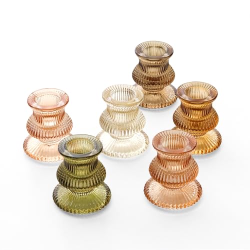 Lot De 6 Bougeoirs Marron, Bougeoirs en Verre pour Décorations d'anniversaire Ou De Mariage