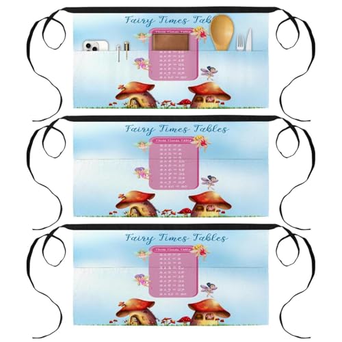 Demi-tablier pour cuisine et pâtisserie avec motif fée ludique en lot de 3