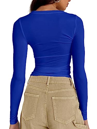 Image of Dwnval Womens Classic Short Sleeve Summer TOS Crew Neck Slim Fit Crop T Shirt