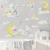 LEYAOYAO Cute Elephant Wall Stickers, Moon Stars Clouds Wall Decals, Lovely Bear Wall Sticker, DIY...