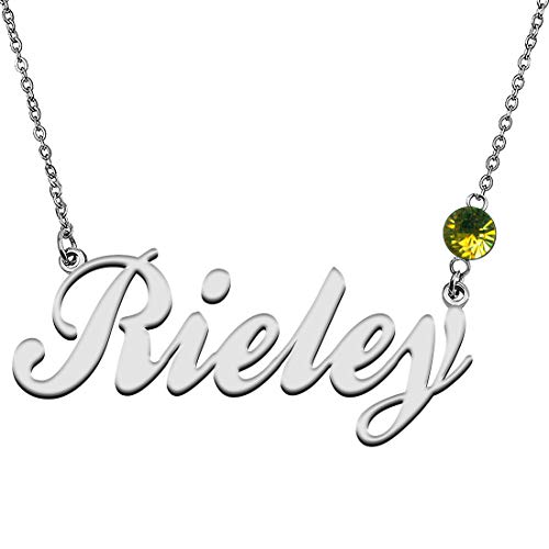 GR859C Personalized Charm Name Necklace with Birthstone for Best Friends Rieley