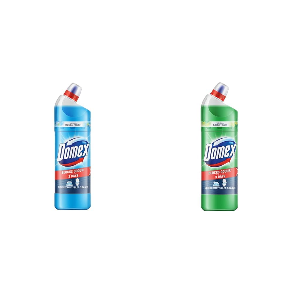 Domex Fresh Guard Disinfectant Toilet Cleaner Liquid|| Ocean Fresh|| 1 L and Domex FreshGuard Toilet Cleaner,Lime Fresh, 1 ltr
