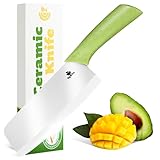 Durable Ceramic Knife for Chopping Vegetables & Fruits, 6” Non-Reactive and Professional Ceramic Chef Knife for Clean Cutting, Sharp Santoku Blade with Ergonomic Handle, Gift-Ready Kitchen Knives