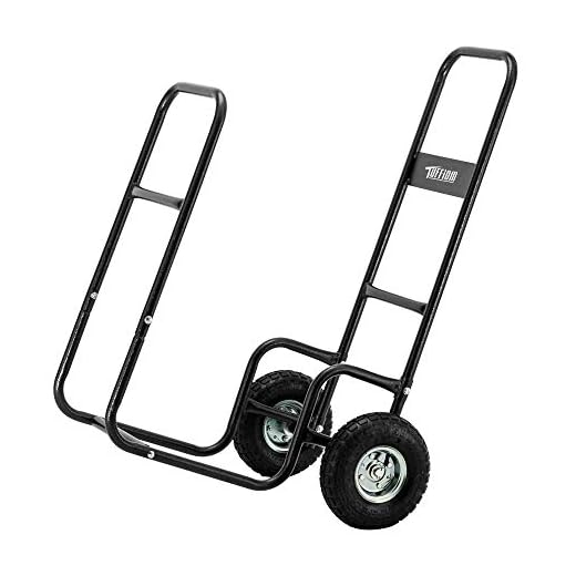 ROVSUN Firewood Cart Wood Hauler Fireplace Log Carrier Mover, Outdoor Indoor Wood w/Rolling Wheel Dolly Storage Holder