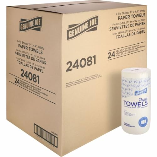 Genuine Joe Household Paper Towels 2-Ply 11 x 4.4 200 Sheets/Roll (Pack of 24)