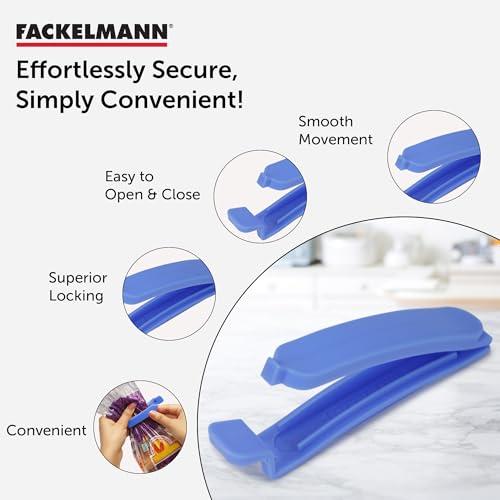 Image of Fackelmann Re-Usable Food Sealing Clips, Set of 5 | Ergonomic Design, Durable & Easy to Use | BPA Free Plastic | Ideal for Clipping Plastic Bags, Food Bags & Paper Bags - Multicolour