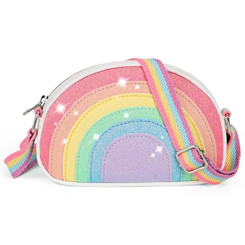 Toddler Girl Purse Birthday Gifts for 3 4 5 6 7 8 Year Old Girls Kids: Rainbow Crossbody Bag Wallet for Travel Essentials