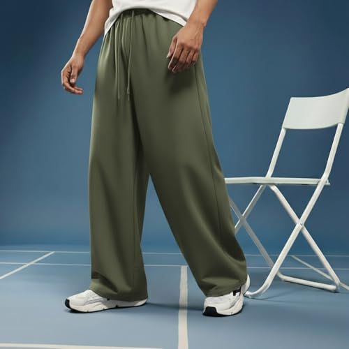 Image of dockstreet Straight Wide fit Long Length Open Bottom Jogger for Men /Trending Multi Pocket Style, Relaxed Casual Pants for Men