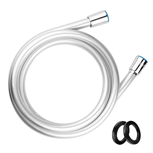 Blukar Flessibile Doccia, 1.6M PVC Tubo Doccia con Interfaccia Universale Standard (G1 / 2) e Anti-Torsione Connettore in Ottone, Adatto per la Maggior Parte degli Apparecchi per Doccia