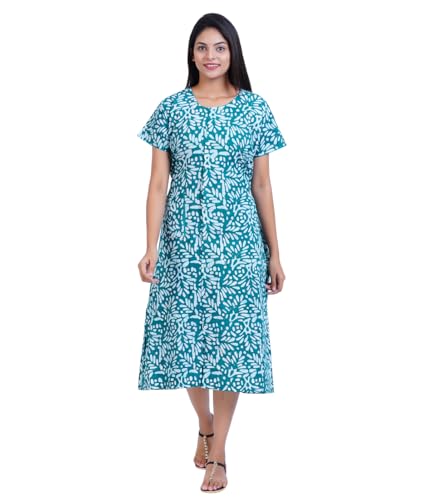 Image of MENMAII Women's [L-4XL] Full Open /Front Buttoned [a Kind of Adaptive Clothing] Multipurpose Nighty for Maternity /Pregnancy /Elderly /Patient /Feeding /Hospital Purpose Nighty Calf Length