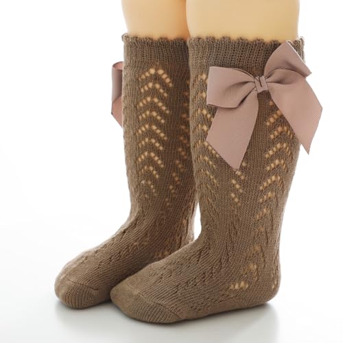 Baby Girls knee high socks Toddler Bow Mesh Breathable Dress Socks Kids Cotton Tube Uniform Stockings2