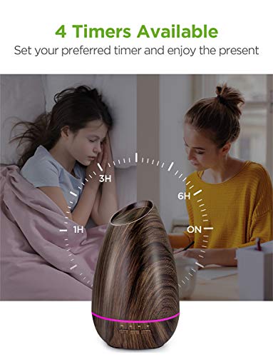 Innogear Essential Oil Diffusers, 400Ml Aromatherapy Diffuser For Essential Oils Cool Mist Humidifier With 4 Timer Adjustable Mist Waterless Auto-Off For Home Office Bedroom, Brown Wood Grain #TOP4