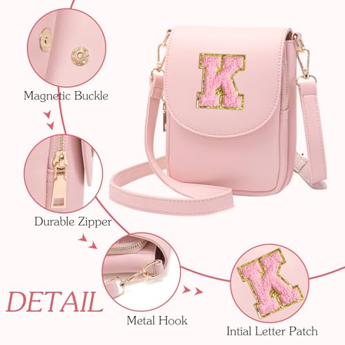 Image of Viverte Crossbody Purse for Teen Girls Small Initial Cell Phone Toddler Purse Leather Triple Compartment Crossbody Bags