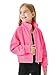 Meikulo Girls Zip Up Sweatshirt Kids Fashion Stand Collar Fleece Lined Jacket with Pockets 7-14 Years Pink