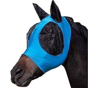 Gidenfly Elastisch paardenvliegenmasker, uitstekend comfort met uv-beschermingsnorm, paardenvliegenmasker voor je droompaard (op volledige grootte)