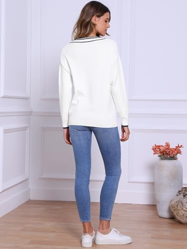Allegra K V Neck Sweaters for Women Long Sleeve Sweater Fall Casual Knit Pullover Top 20253