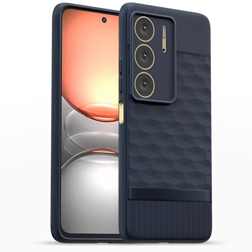 Image of Pikkme Back Cover for Realme C75 Camera Protection 3D Hexa Cube Design Silicone Protective Bumper Case (Blue)