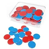 KAIYAYA 50 Stück Wendeplättchen Rot Blau 25 x 3 mm Plättchen Mathe Rechenhilfe mit Box Mathematik Wendeplättchen Zählchips für Grundschule Addieren Subtrahieren Sortieren Rechenaufgaben