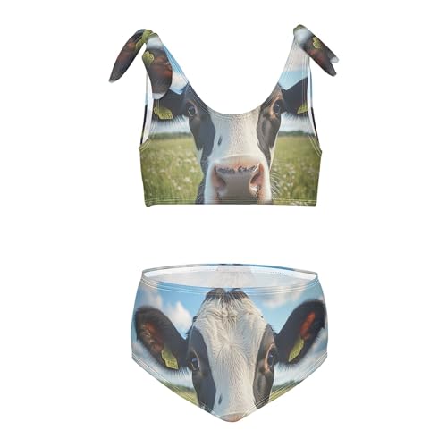 Cow Green Meadow Girls Bikini Sets 2 Piece Swimsuits Bathing Suit Swimwear