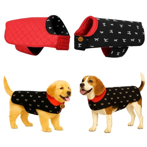 Image of Sage Square Dog Print 3-Layered Jacket Windproof - Durable, Water-Resistant, Comfortable Fit, Stylish Dog Coat with Trendy Design Deal for Cold Weather, Indoor & Outdoor (Printed, L - 18 Inch)