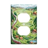 Coperture duplex per prese elettriche, decorazione per soggiorno, camera da letto, casa di montagna estiva, colore verde, in plastica, dimensioni standard, per soggiorno, camera da letto, casa e