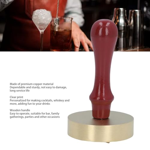 Sello de cobre para hielo con impresión rápida y mango compacto de madera 6