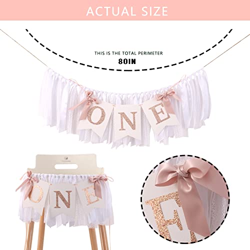 Rose Gold, Blush & White Highchair Banner - 1St Birthday Banner, One Highchair Banner, One Banner 1St Birthday, 1St Birthday Highchair Banner, 1St Birthday Party Decoration #TOP1