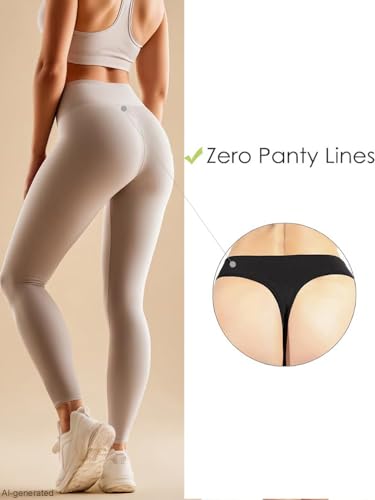 Image of GRANKEE Women's High Waisted Breathable Seamless Thong Panties,No Show Workout Underwear,Comfortable Cotton Crotch,6 Pack