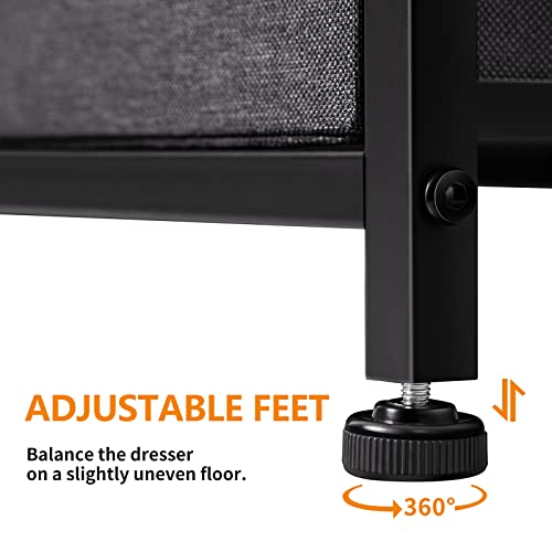 Reahome 10 Drawer Dresser For Bedroom Fabric Storage Tower Wide Black Dresser With Wood Top Sturdy Steel Frame Storage Organizer Unit For Living Room Hallway Entryway Closets Nursery (Black Grey) #TOP7