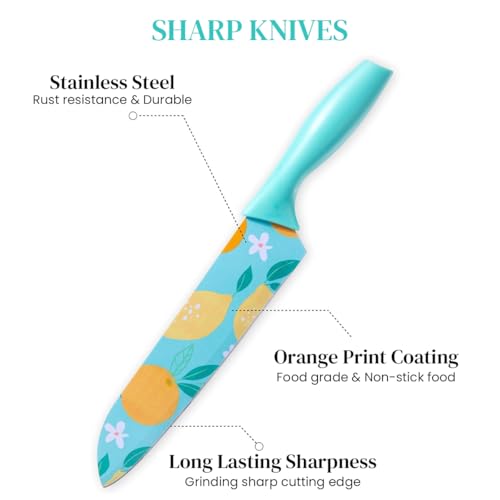 Image of Zibuyu 3 Piece Kitchen Knife Set, High Carbon Stainless Steel Paring Knife for Kitchen Use with Non Stick, Non-Slip Handle, Coating for Fruit and Vegetable Cutting